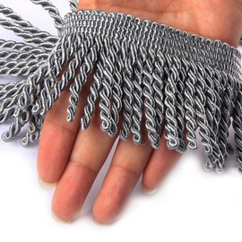 HedongHexi Curtain Fringes Bullion Fringe Trim 5/10 Yard x 2.5 Inches Fabric Trims Sewing DIY Decoration for Curtain Sofa Clothes (Silver, 10yard)