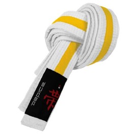 DEPICE Budo Belt White/Yellow 220 Two-Tone - Intermediate Belt Martial Arts Belt Karate Belt Judo Belt
