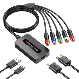 1080P Female Component to HDMI Converter, YPbPr to HDMI Converter for Connecting Old Game Consoles with Male Component to HDTVs