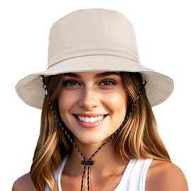 Zando Upf50+ Sun Hats for Women Waterproof Light Khaki Bucket Hat - UV Protection, Adjustable, Foldable, Packable - Hiking, Safari, Fishing, Gardening, Camping, Golf, Beach, Outdoor - One Size