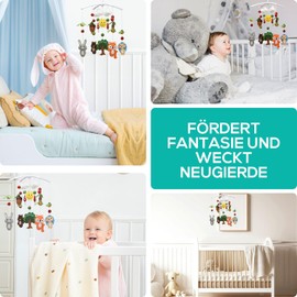 wortek Mobile Baby Mobile Baby Bed Mobile Changing Table - with Felt Forest Animals - Baby Mobile for Bed Baby Wind Chime for Hanging - Baby Mobile Bed Bell Baby Room Decoration Boys and Girls