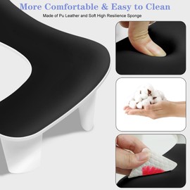 Ruetail Two Hands Arm Rest for Nails Tech U-Shape Nail Hand Pillow,Professional Portable Nail Stand Hand Rest Leather Manicure Rest Stand Salon Manicurist Essentials (Black)