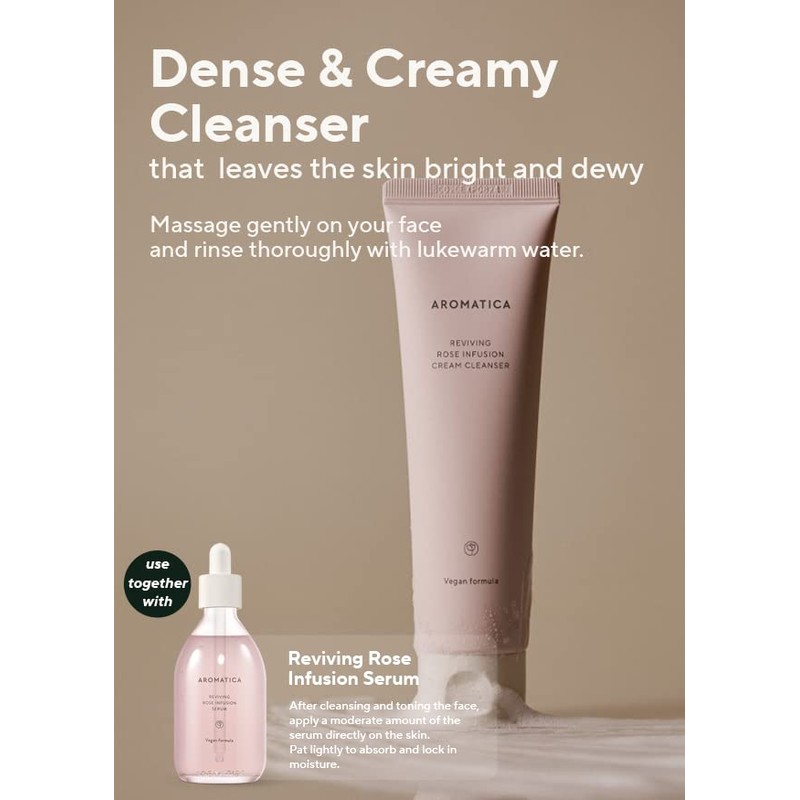 Aromatica. Reviving Rose Infusion Cream Cleanser, crema limpiadora de infusión
