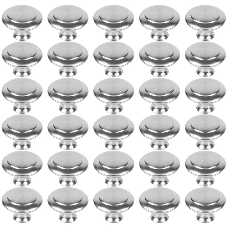 CHEF TIME 30 Packs Kitchen Cabinet Knobs Brushed Nickel Silver-Pull