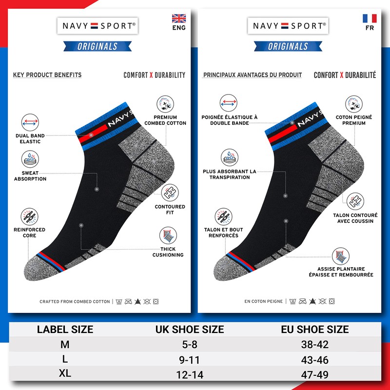 NAVYSPORT Sneaker Socks Men Women Cotton Short Quarter Short Socks,
