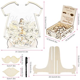 Jhua 83Pcs Baby Shower Guest Book Alternatives Set Baby Shower Guestbook with 80 Wood Slices Guest Book, Baby Shower Decorations for Birthday Party