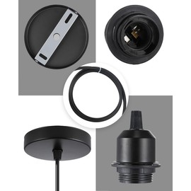 Vecys Lampy E27 Black with Mocowaniem Screw Ring, Oprawa Lampy Wiszące ze Zdejmowanym śrubem, 100 cm Cable z Regulacją Wysokości, Klosz Lampy do Wyboru, do Lampy Sufitowej Pendant Light