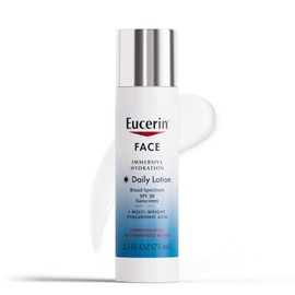 Eucerin- Loción facial de hidratación inmersiva diaria con protector solar FPS 30 de amplio espectro, humectante diario con