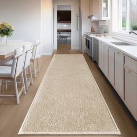 Bilimili Bathroom Runner Rugs, Thin Absorbent Non-Slip Bath Mat, Quick Dry Low Pile Mats for Bathroom Floor Front of Bathtub,Shower Room,Sink,20"×47",Light Coffee