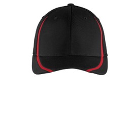 SPORT-TEK Unisex Flexfit Performance Colorblock Cap Black/True Red