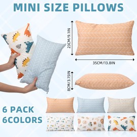 Kigley 6 Pack Mini Pillows for Daycare 9.1 x 13.8'' Small Travel Pillow Bulk Soft Breathable Cotton Pillow for Nap Travel Pet Neck Lumbar Purse Insert