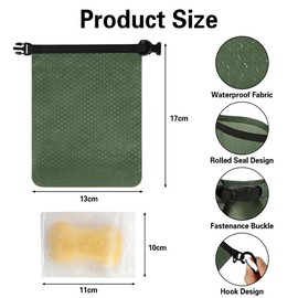 vsshe Travel Soap Bag, Waterproof, Travel Mobile Soap Container, Professional Travel Soap Bag with Carabiner & Foam Net for Camping, Outdoor, Travel, Quick Drying & Leak-Proof, Green