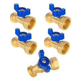 GUOFIS Outdoor Garden Spigot,1/4 Turn Sillcock Hose Bibb Faucet/Valve,3/4" Female NPT Inlet x 3/4" Male GHT Threaded Garden Hose Outlet/Connector(5Pack,Blue)