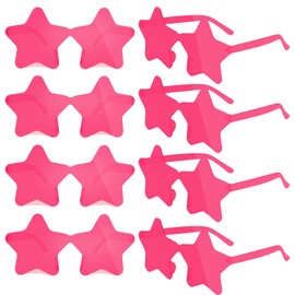 CHRORINE 8/16/24/40 Pairs Rimless Star Shape Sunglasses Transparent Glasses Bulk for Party Decor Favor (8, Rose-red)