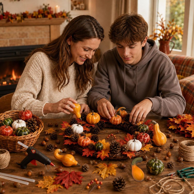 Autumn Pumpkin Decorations,Artificial Fall Maple Leaves Thanksgiving Decor