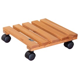 WAGNER plant trolley - TOSCANA - solid pine, FSC, glazed terracotta, 29 x 29 x 8.3 cm, load capacity 100 kg - 20015201