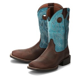 Justin Bowline 11" Cowboy Boots for Men - Square Toe Full-Grain Leather Western Boots for Men with Oil- and Slip-Resistant Rubber Outsole, Chocolate Apache - 9 D