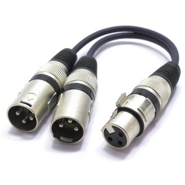 VITALCO XLR Splitter Audio Adapter XLR Female to 2x Male 3-Pin Splitter Cable Y Cable Tailer Female to Dual Male