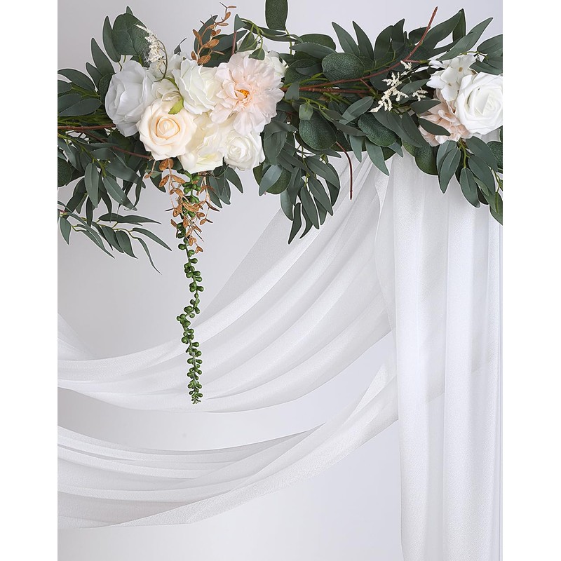 Tewechinb 2 Panels 24Ft Extra Long Wedding Arch Sheer Draping