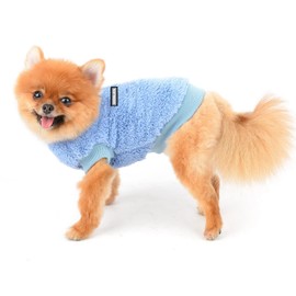 SMALLLEE_LUCKY_STORE Pet Sherpa Fleece Jumper Sweater Vest Turtleneck Pullover Soft Sweatshirt for Small Dog Cat Puppy Boy Girl Yorkie Chihuahua Warm Fall Winter Clothes,Blue,XXL