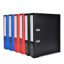 Clarisworld Lever Arch Files A4 Size 2 Ring Sheets Holder, Folders Stationery Document Storage, Black, Red, Blue. Pack of 6