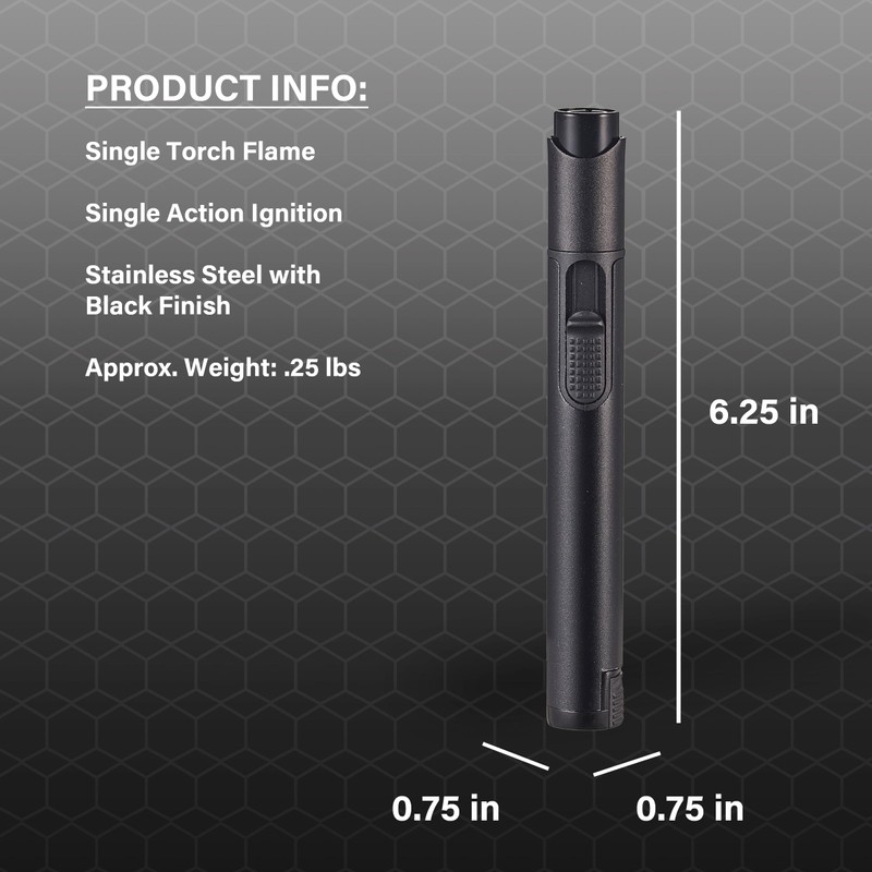 Visol Stormy Butane Torch Lighter Single Flame Refillable Gas Lighter,