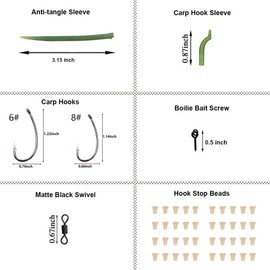Carp Fishing Rigs Terminal Tackle Safety Fishing Clips Quick Change Swivel Anti-Tangle Sleeve Tail Rubber Carp Fishing Accessories Kit