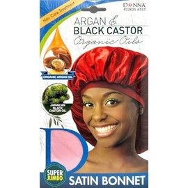 DONNA Argan & Black Castor Treatment Caps, Bonnet Super Jumbo Size, Hair Bonnet for Sleeping Shower Cap Silk Bonnet, 1pc Pink Color