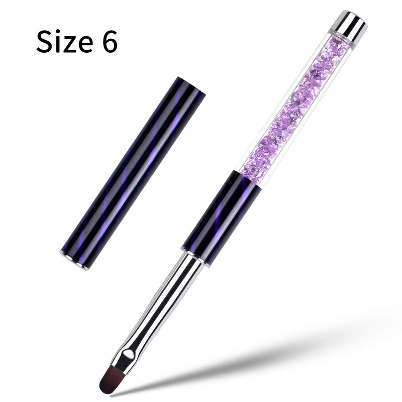 Ycyan 3Pcs Oval Gel Nail Brush Set Rhinestone Handle Professional