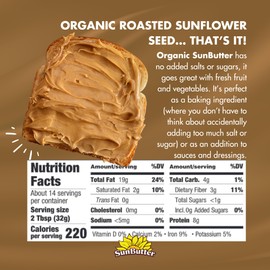 SunButter® Organic Sunflower Seed Butter (16 ounces | Pack of 6): Pure Plant-Based Protein, Nut-Free, Non-GMO, Keto & Paleo Friendly, Vitamin-Rich Spread Perfect for Healthy Snacks & Meals