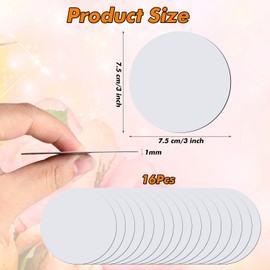 SRIZIAN 16Pcs Sublimation Blank Refrigerator Magnets, DIY Decorative Sublimation Fridge Magnets for Whiteboard Office Calendar Kitchen Home Decor (2.95x2.95inch, Round)