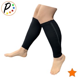 Presadee Calf Zipper 15-20 mmHg Compression Leg Circulation Fatigue Shin Sleeve (Black, 4X-Large)