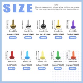 Glarks 1000Pcs 10 Colors Paper Fasteners Brads Metal Mini Brads Assortment Kit 400Pcs 8x15mm Mushroom Head Brads and 600Pcs 8x14mm Round Head Brads for School Classroom Scrapbooking Paper Crafts