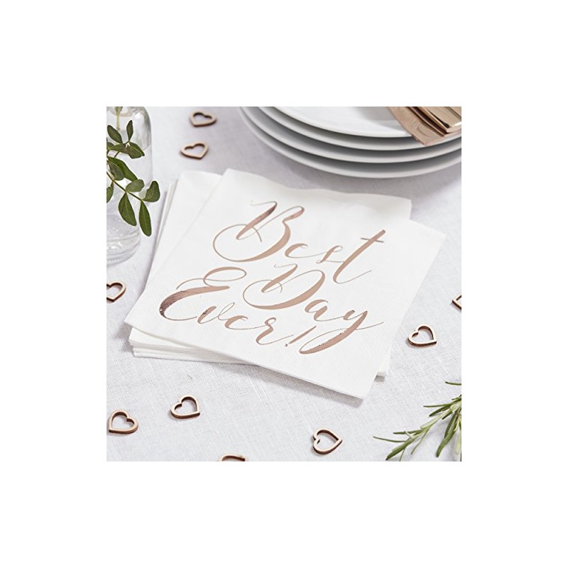 Ginger Ray Best Day Ever Rose Gold Paper Wedding Napkins