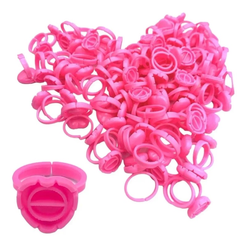 Unic 100 Anillos Para Pegamento Pestañas Mink De Corazon A
