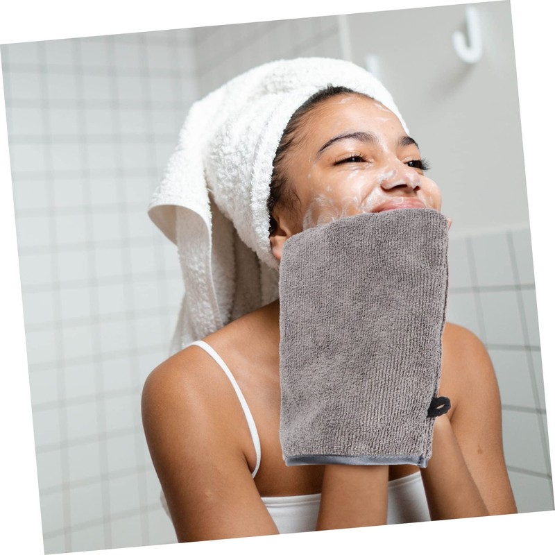 NOLITOY 3Pcs Makeup Remover Gloves Facial Cleaning Mitts for Gentle