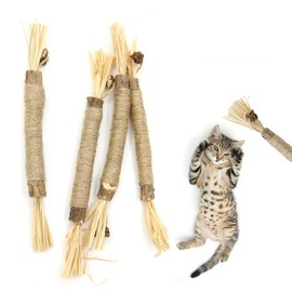 huiyoujiu 4Pcs Cat Silvervine Chew Sticks - Natural Cat Chew Sticks Toy, Cat Teeth Nip Cleaning Toys, Kitty Dental Chew Stick for Cat Teeth Cleaning, Kitten Teething and Stress Release