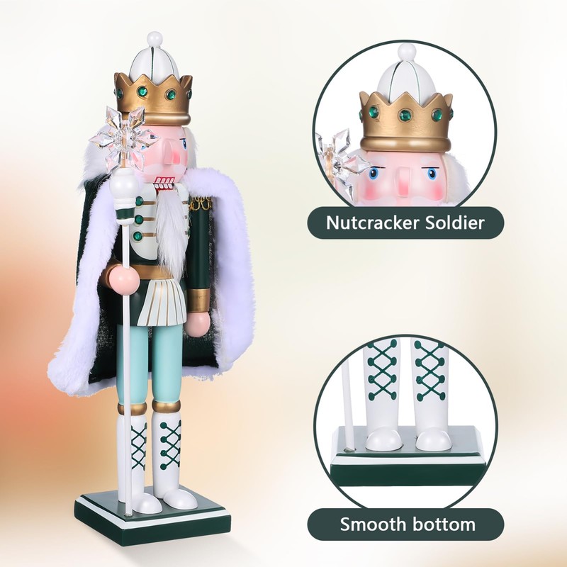 Healeved Large King Nutcracker Christmas Decor Figure 30cm Wooden King
