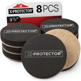 Felt Furniture Sliders Hardwood Floors X-PROTECTOR - 8 PCS 3 1/2" Furniture Sliders - Heavy-Duty Felt Sliders Hard Surfaces - Move Your Furniture Easily & Safely!