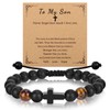 BBKON Adjustable Cross Bracelet, Black, Men's First Communion Gift