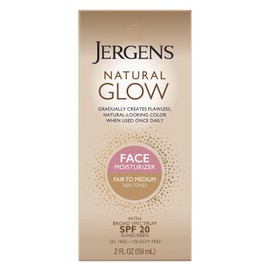 Jergens Glow Face Daily Moisturizer Sunscreen SPF 20, Fair to Med, 2 Ounce