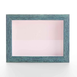 Rustic Blue 24x36 Large Shadow Box Display Wooden Frame with Pink Acid-Free Backing UV Acrylic & Hanging Hardware - with 3/4" Usable Depth - Great Basketball Jersey Frame Display Case Shadowbox