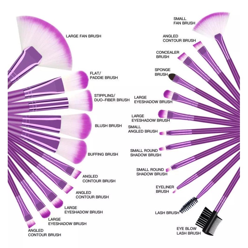 Bloomingboom Jugo De Brochas De Maquillaje Con Bolsa Morada, 22