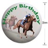 AK Giftshop Horse Racing Birthday Card With Badge