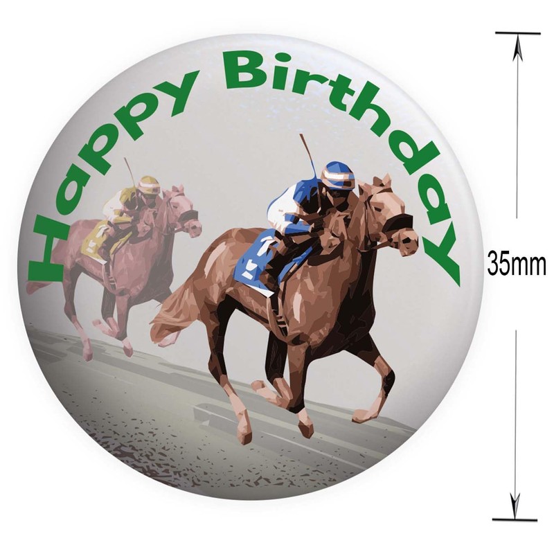 AK Giftshop Horse Racing Birthday Card With Badge