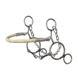 Showman HACKAMORE Stainless Steel Rope Nose with 5.5" Twisted Dogbone Mouth 6" Cheeks