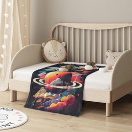 E-RIDES 76x100CM Small Flannel Blanket, Galactic Clouds Blanket for Babies, Kids, Cat, Dog, Travel - Lightweight Blanket for Couch, Bed, Car, and Stroller, Idea Birthday Gift