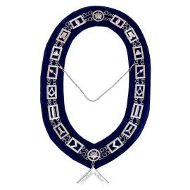 Masonic Master Masons Blue Lodge  Silver Collar Chain + Worshipful Master Jewel
