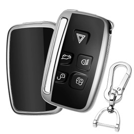 QBUC Car Key Cover for 5 Button Soft TPU with Keychain Protection Car Remote Key Fob Case Cover (Silver)