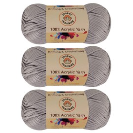 Acrylic Fancy Yarn 3-Pack by Yonkey Monkey 300gr Knitting Crochet DIY Art Craft (Smoke Rice 91)